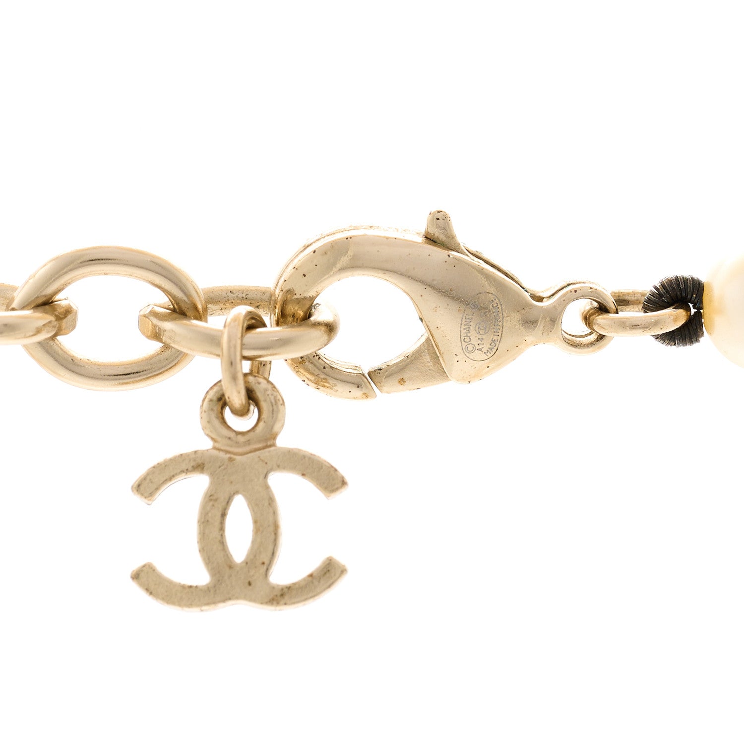 Chanel Graduated Pearl Long CC Necklace Gold 5 of 5