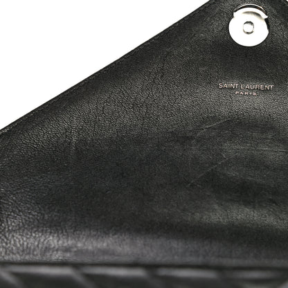 Saint Laurent Sheepskin Matelasse Chevron Monogram Medium College Bag Black 12 of 21
