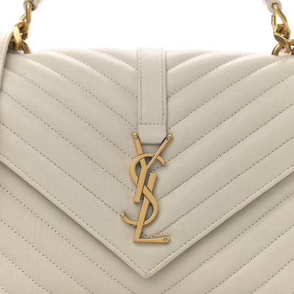 Saint Laurent Sheepskin Matelasse Chevron Monogram Medium College Bag Crema Soft 8 of 11
