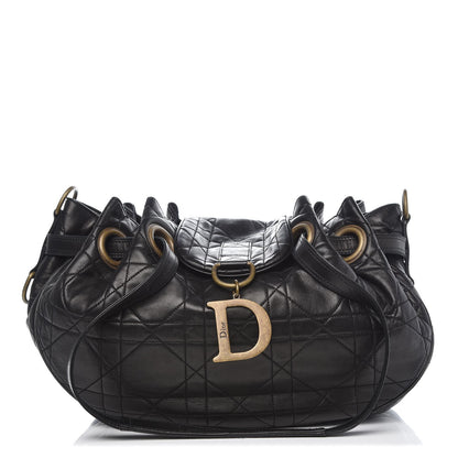 Christian Dior Lambskin Cannage Flap Shoulder Bag Black 1 of 7