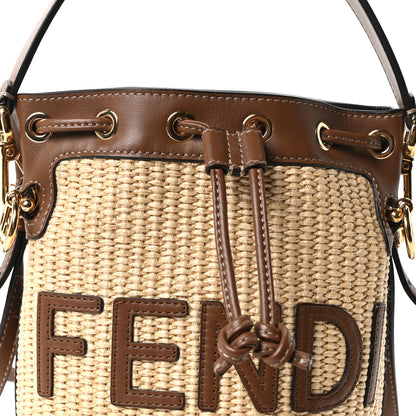 Fendi Straw F is Fendi Logo Crochet Mini Mon Tresor Bucket Bag Naturale Black 8 of 10