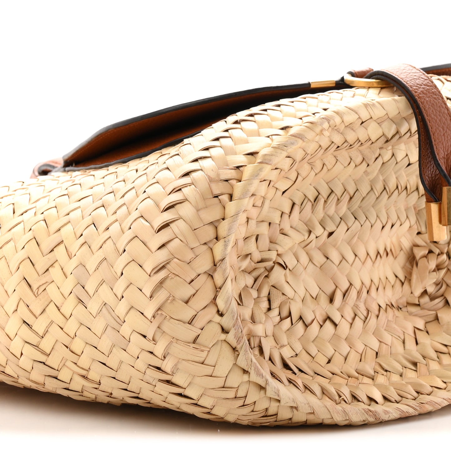 Raffia Small Grain Calfskin Medium Marcie Basket Tan