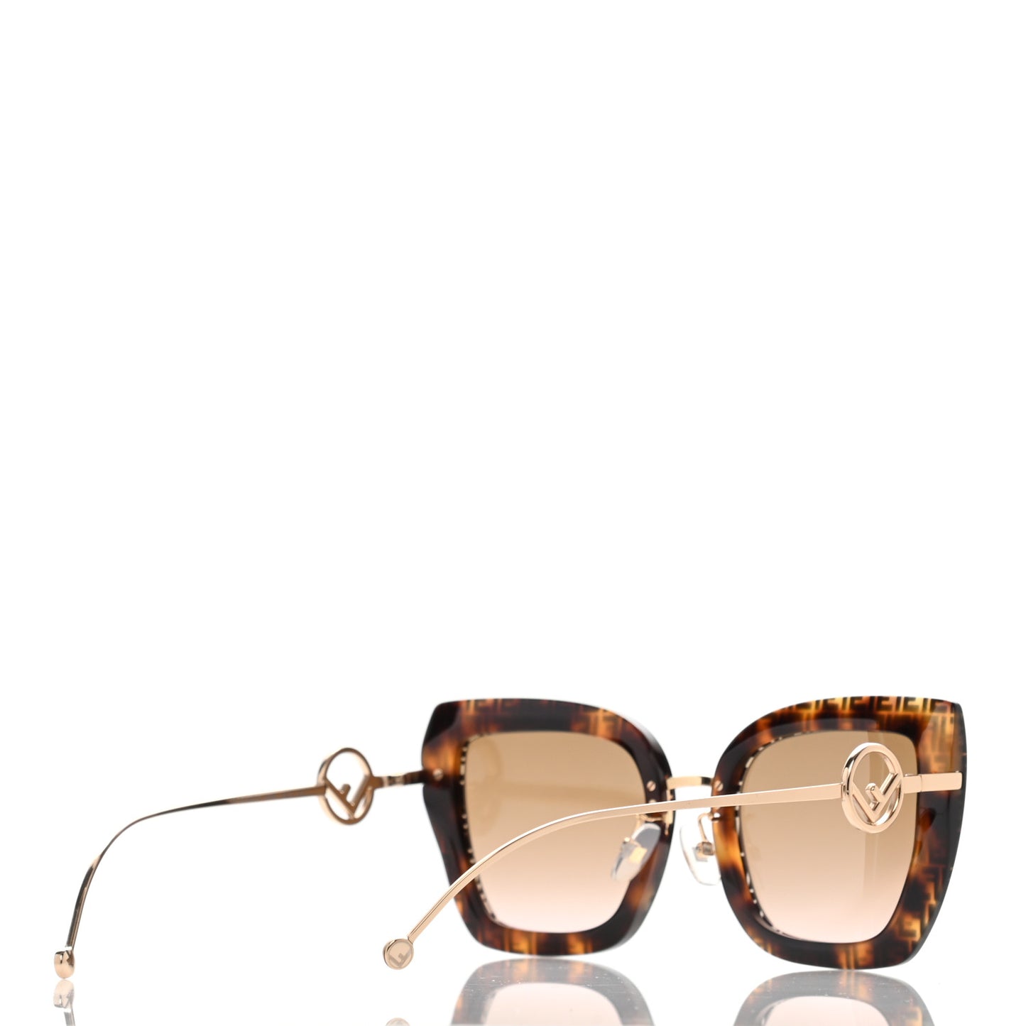 Acetate Metal F is Fendi FF Square Cat Eye Sunglasses FF 0424/F/S Havana