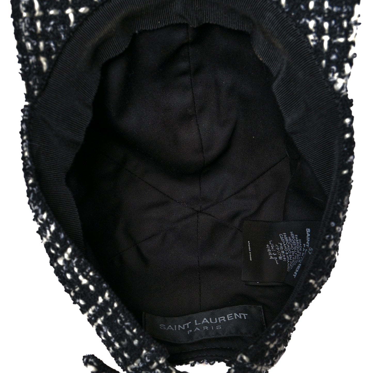 Wool Tweed Embroidered Baseball Cap 57 Black