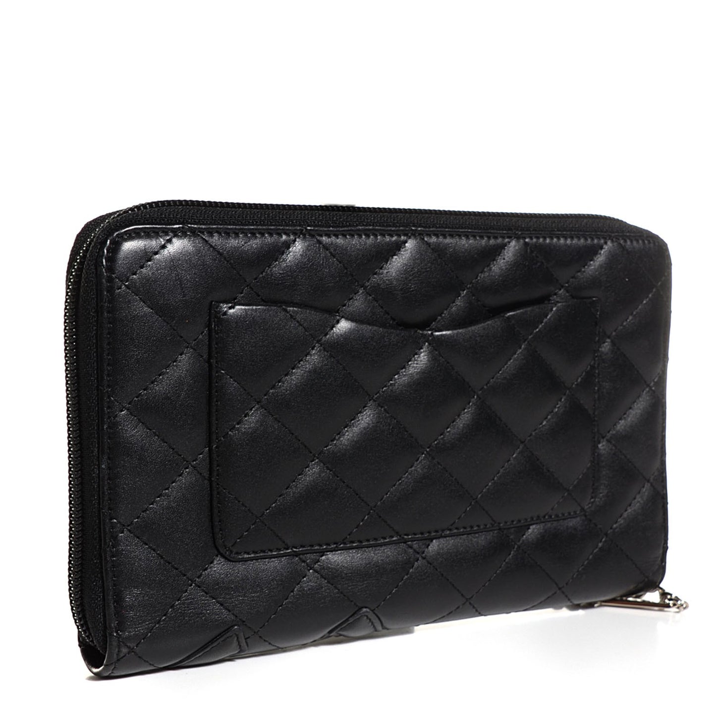 Calfskin Cambon Zip Around Organizer Wallet Black