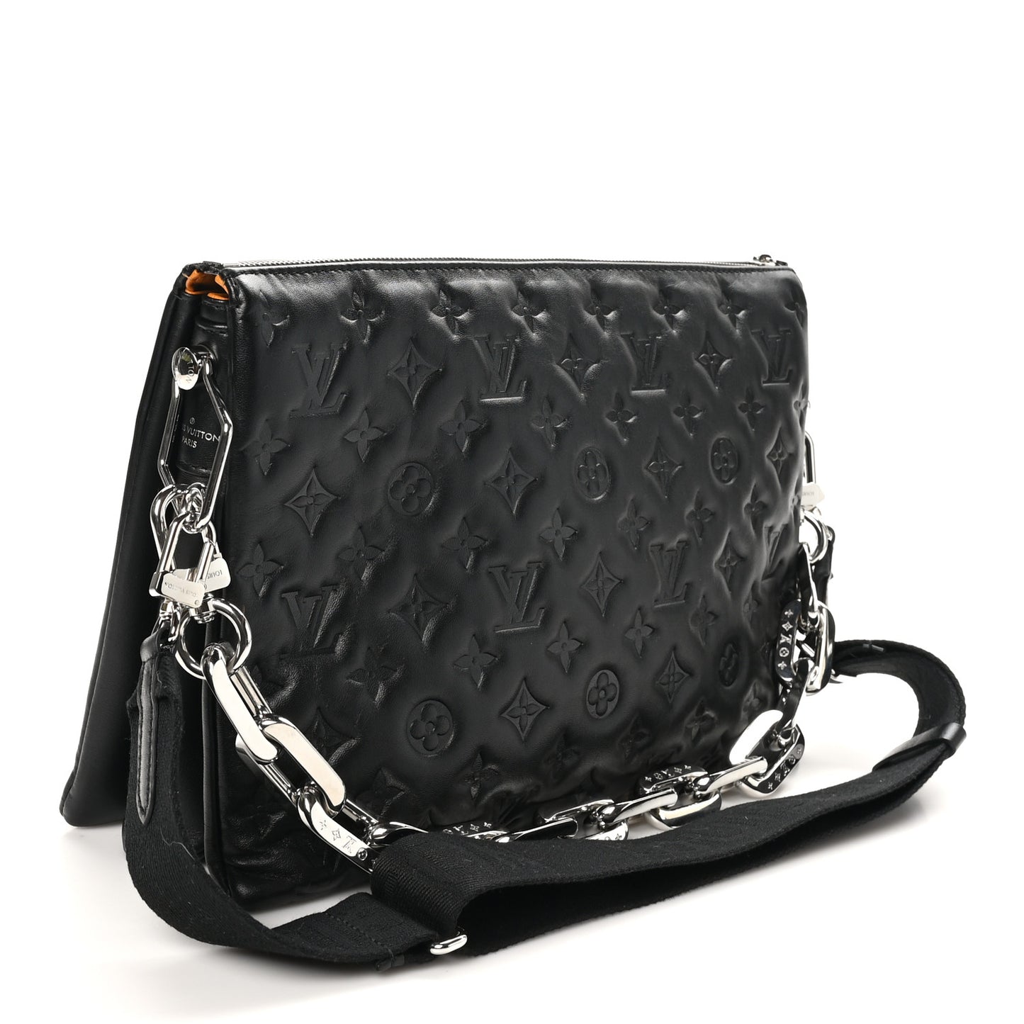 Lambskin Embossed Monogram Coussin MM Black