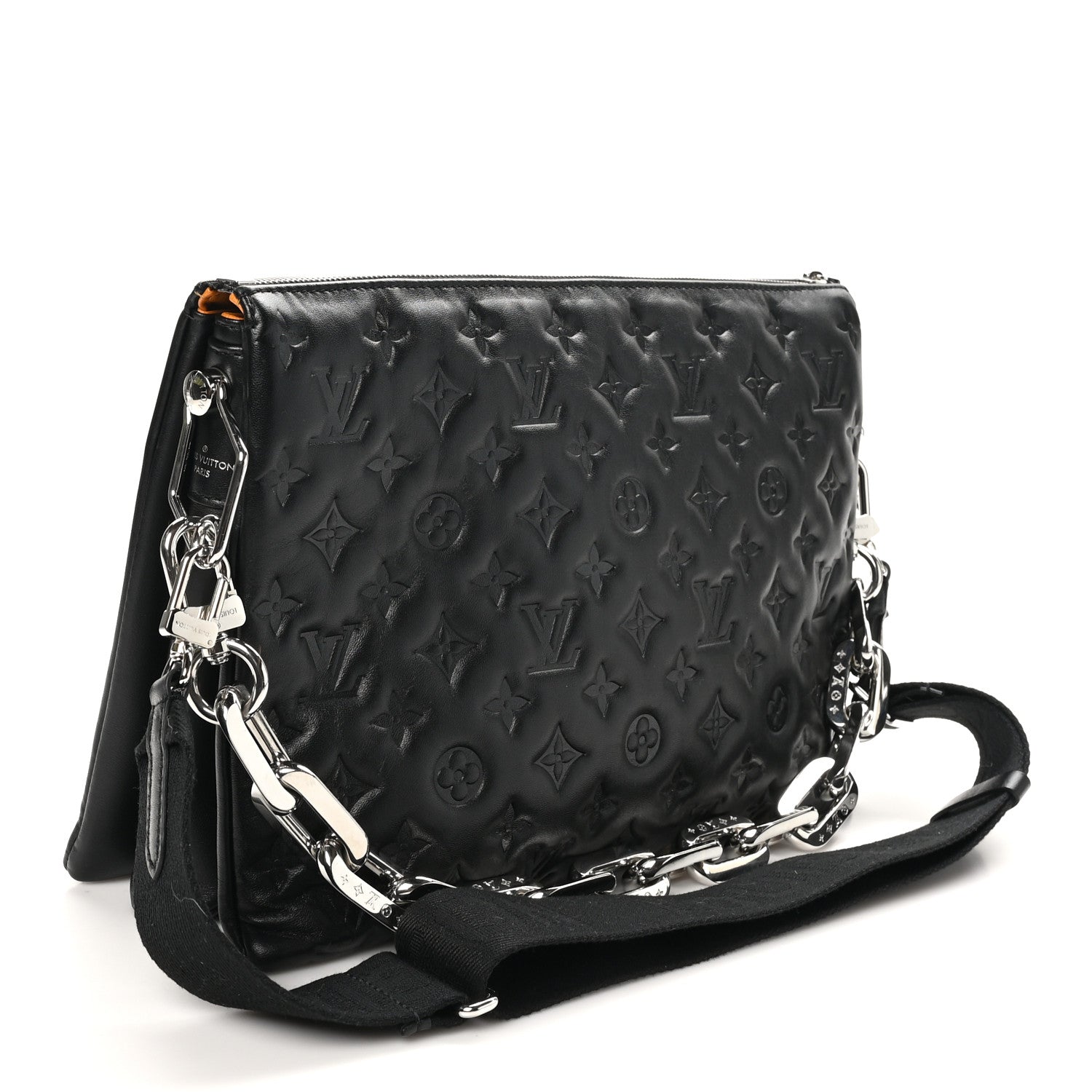 Louis Vuitton Lambskin Embossed Monogram Coussin MM Black 3 of 9