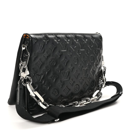 Louis Vuitton Lambskin Embossed Monogram Coussin MM Black 3 of 9