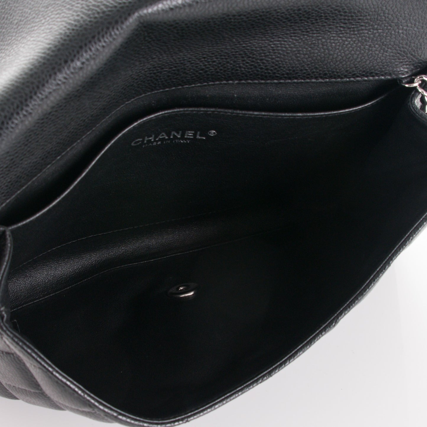 Caviar Quilted Clutch With Chain Flap Black