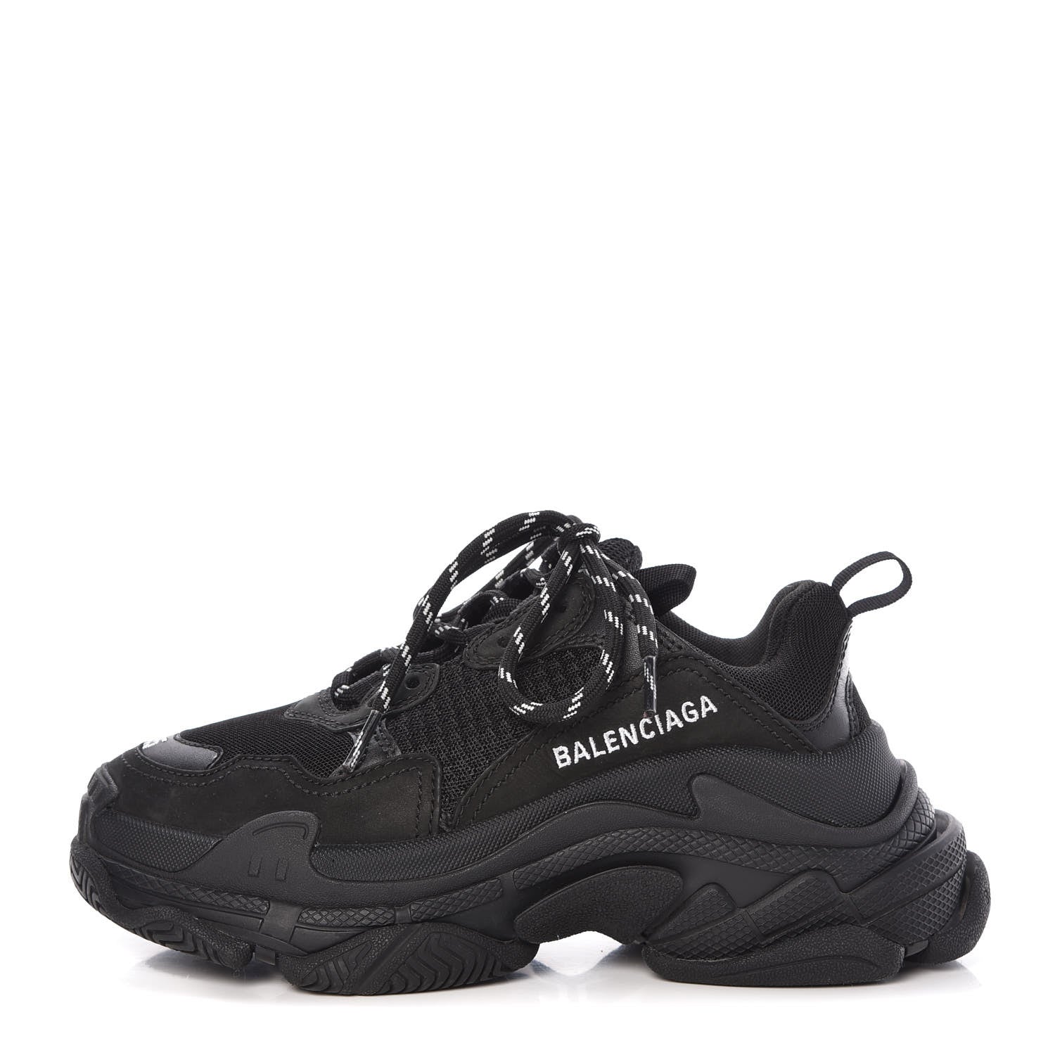 Balenciaga Fabric Mesh Womens Triple S Sneakers 35 Black 1 of 9