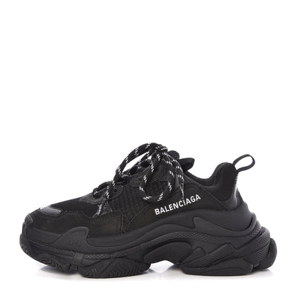 Balenciaga Fabric Mesh Womens Triple S Sneakers 35 Black 1 of 9