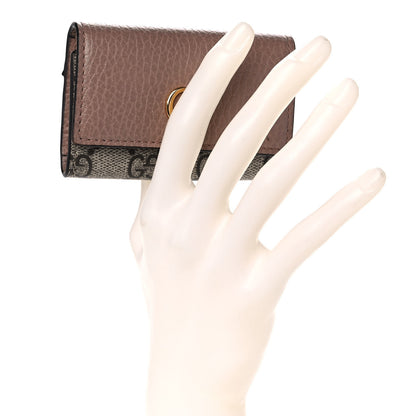 Gucci Dollar Calfskin GG Supreme Monogram GG Marmont 6 Key Holder Case Porcelain Rose Beige Ebony 2 of 9