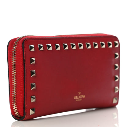 Valentino Garavani Calfskin Rockstud Zip Around Wallet Rosso Valentino 3 of 12