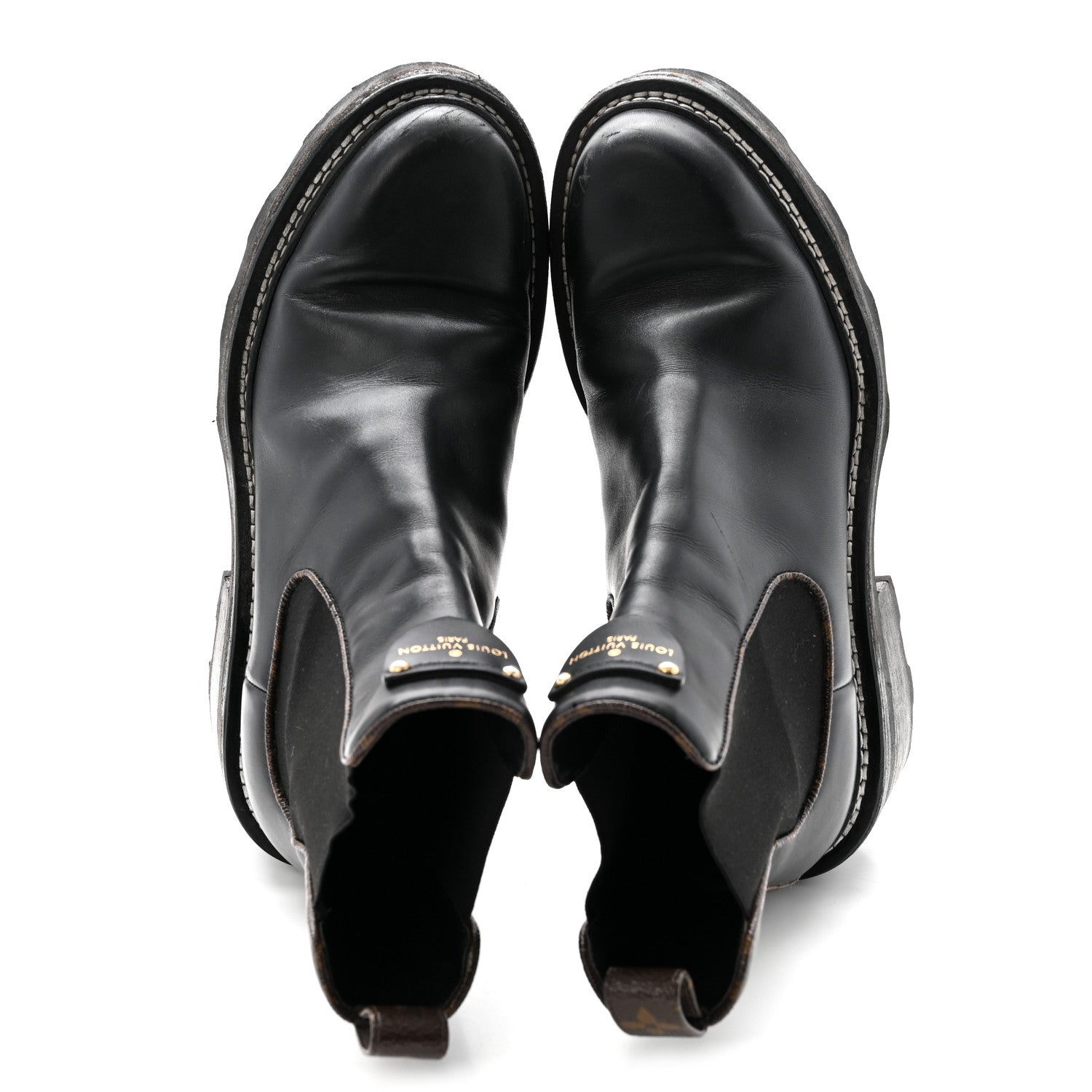 Louis Vuitton Calfskin Monogram Beaubourg Ankle Boots 38 Black 2 of 11