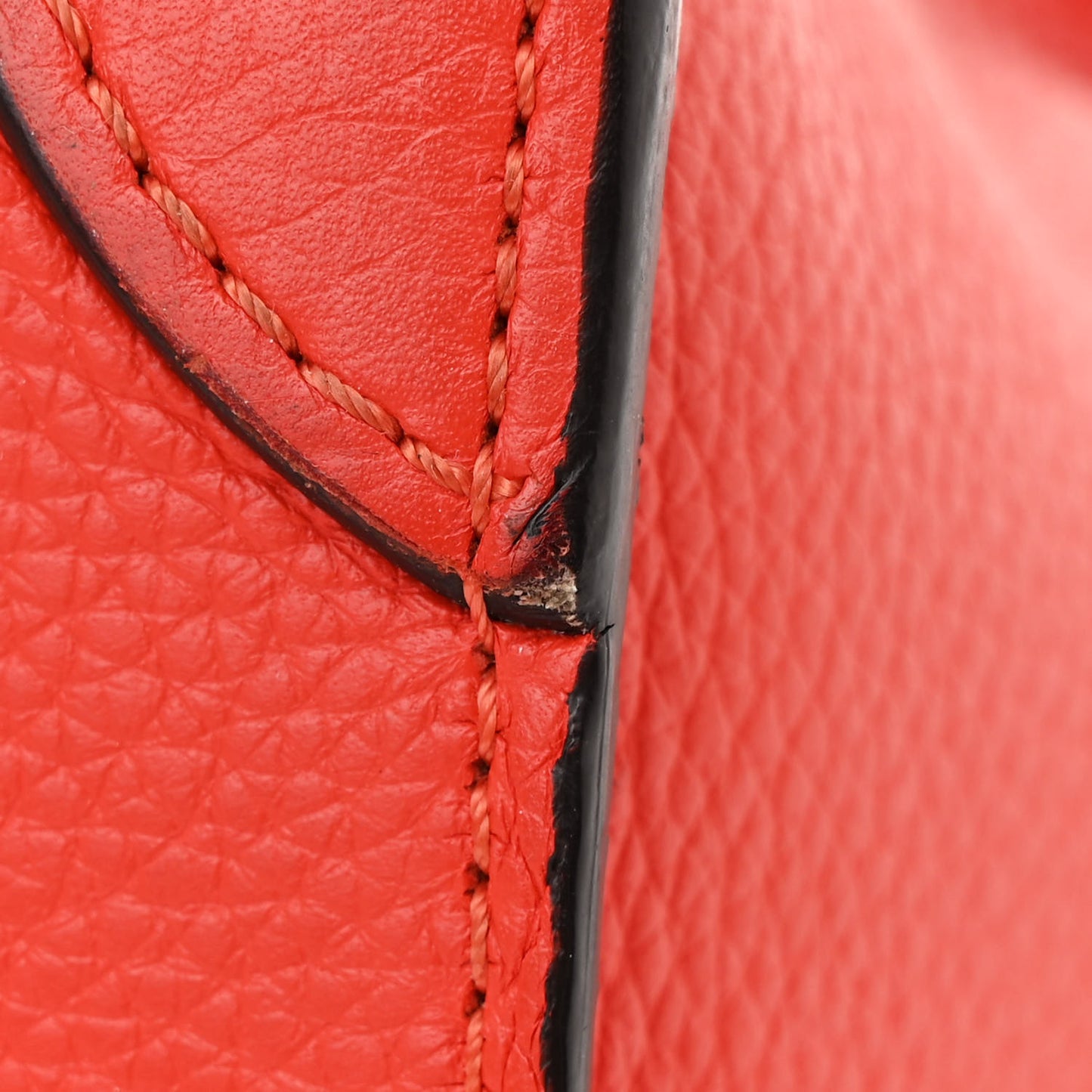 Drummed Calfskin Nano Luggage Vermillion