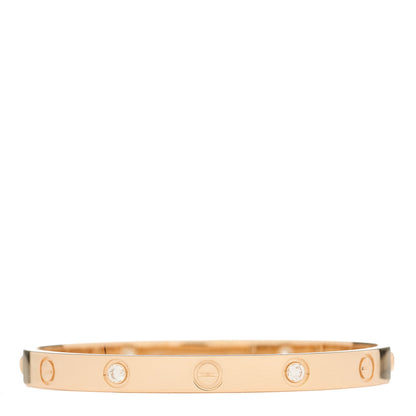 Cartier 18K Pink Gold 4 Diamond LOVE Bracelet 17 1 of 8