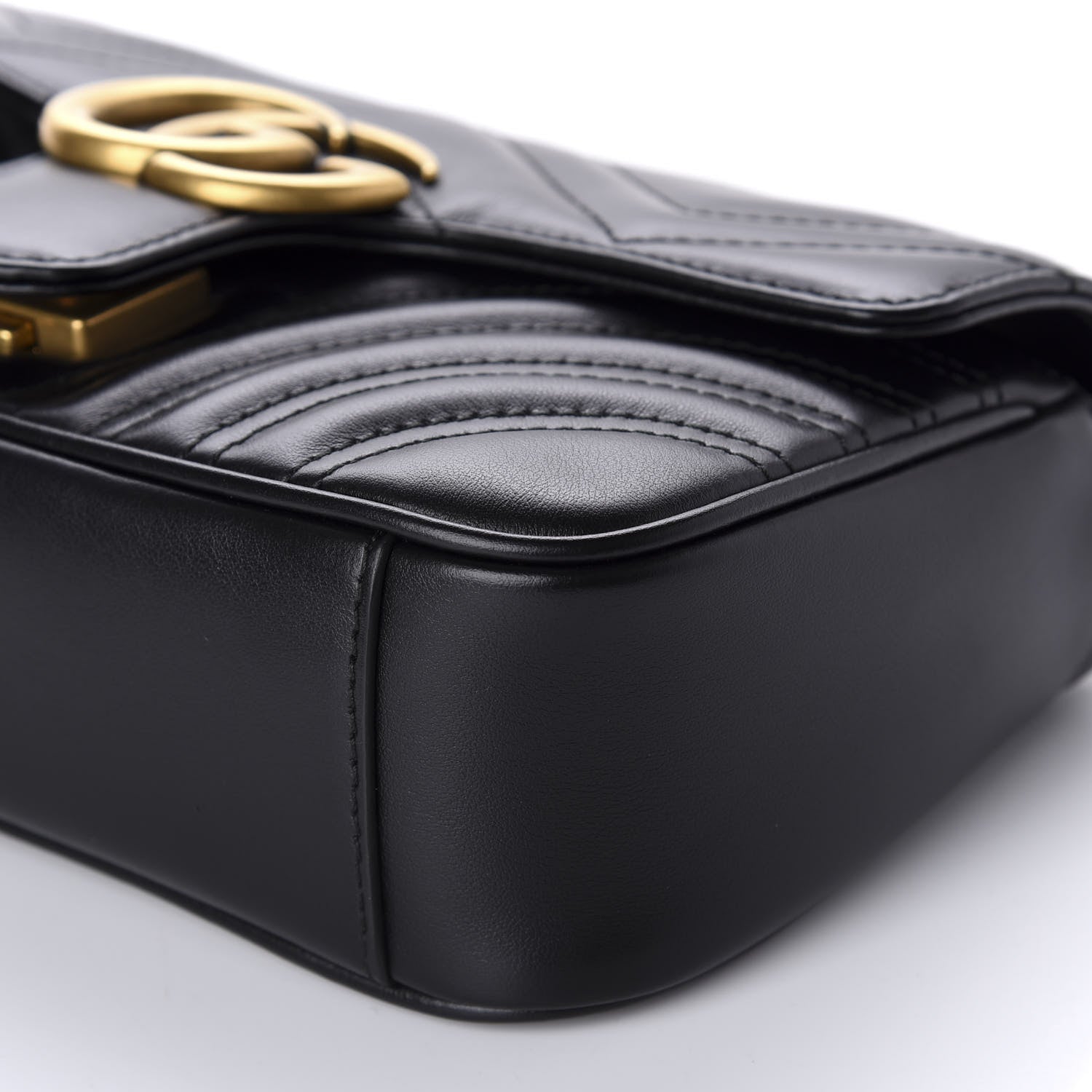 Gucci Calfskin Matelasse Mini GG Marmont Shoulder Bag Black 7 of 10