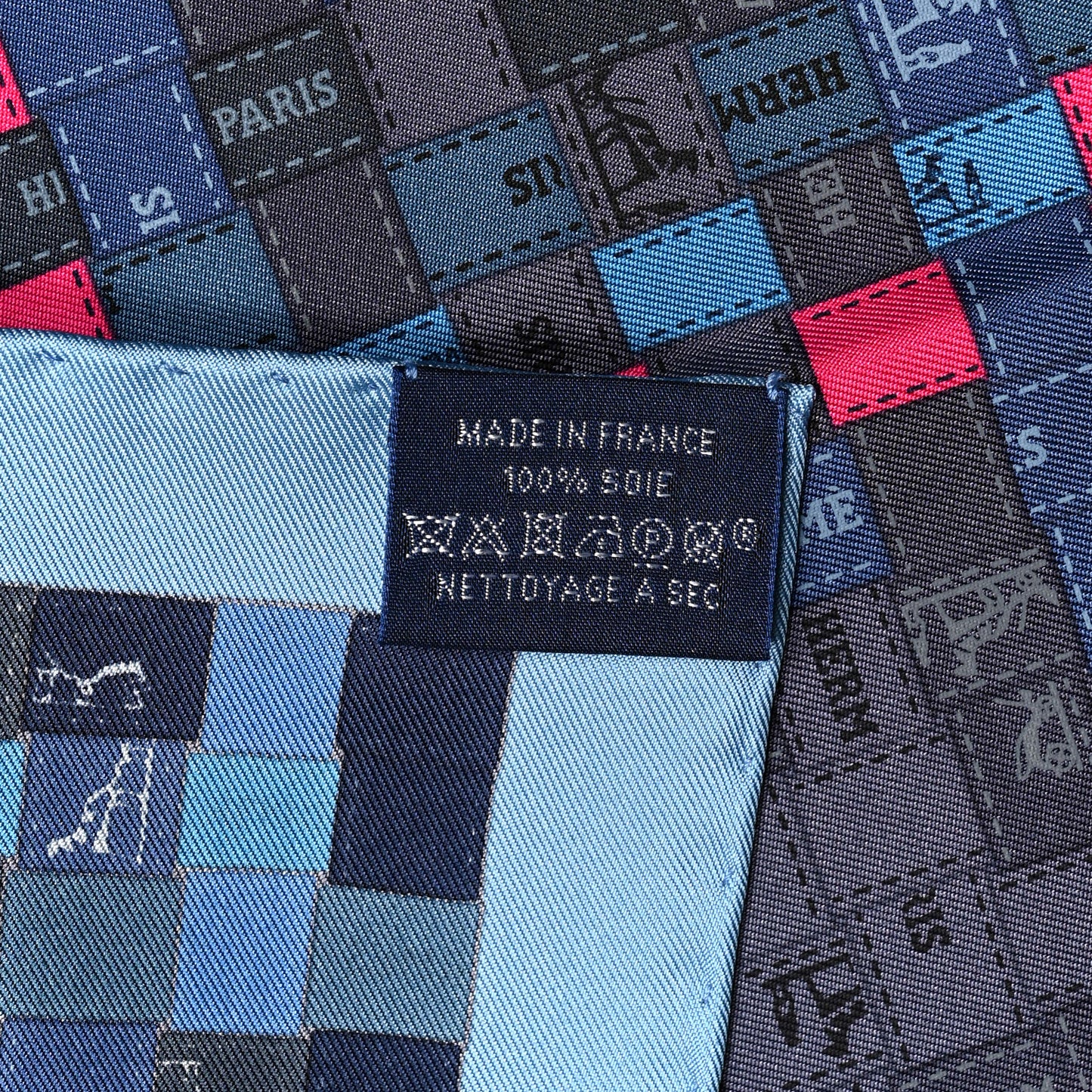 Silk Bolduc Au Carre Scarf 90 Bleu Jean Rose Vif