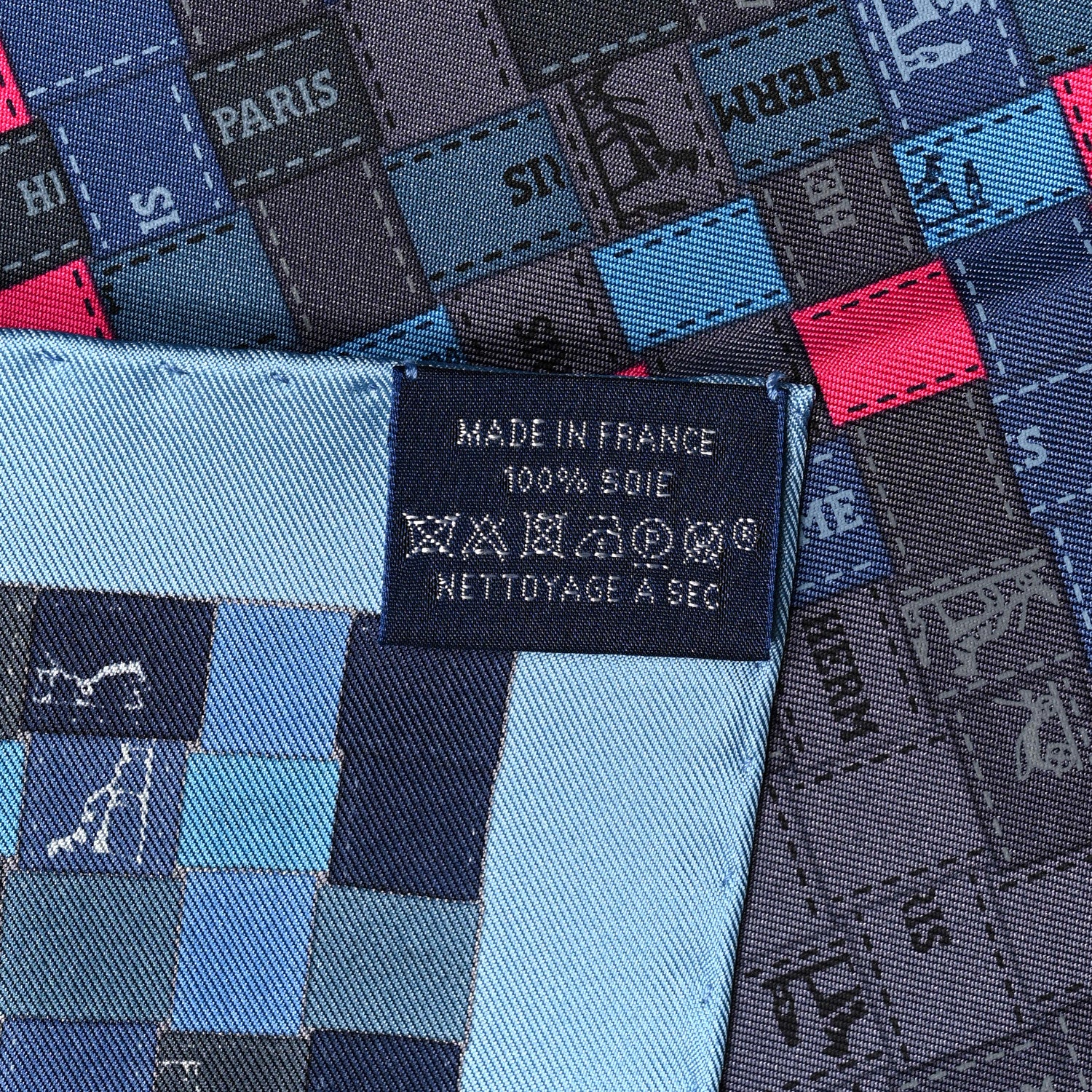 Hermes Silk Bolduc Au Carre Scarf 90 Bleu Jean Rose Vif 3 of 3