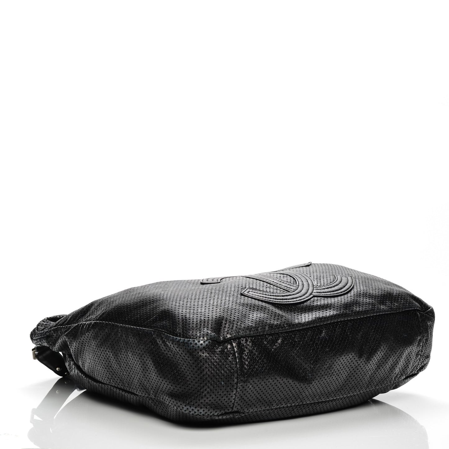 Glazed Calfskin Perforated XL Rodeo Drive Tote Black