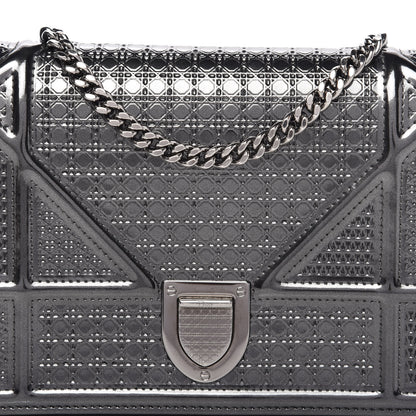 Christian Dior Metallic Patent Micro-Cannage Diorama Wallet on Chain Pouch Onyx Black 9 of 9