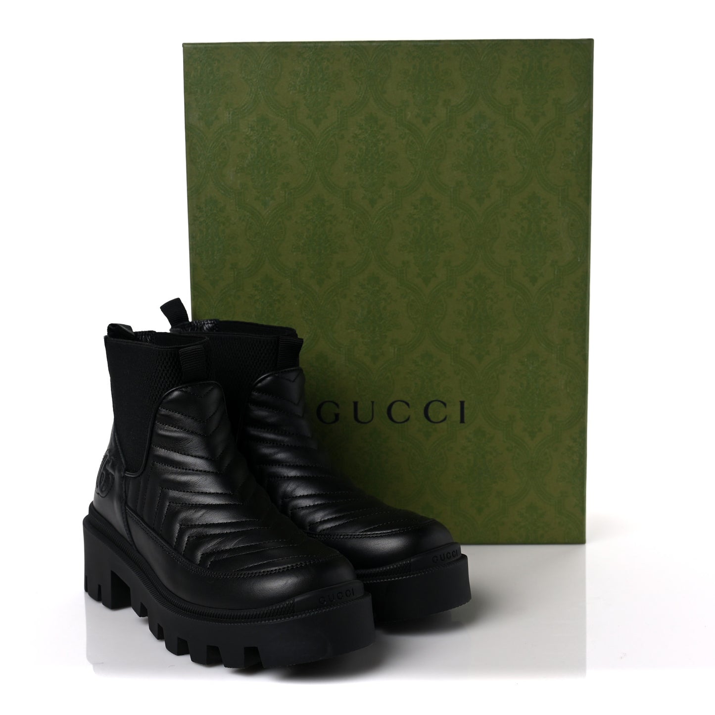Calfskin Nappa Matelasse Frances Chelsea Boots 36 Black