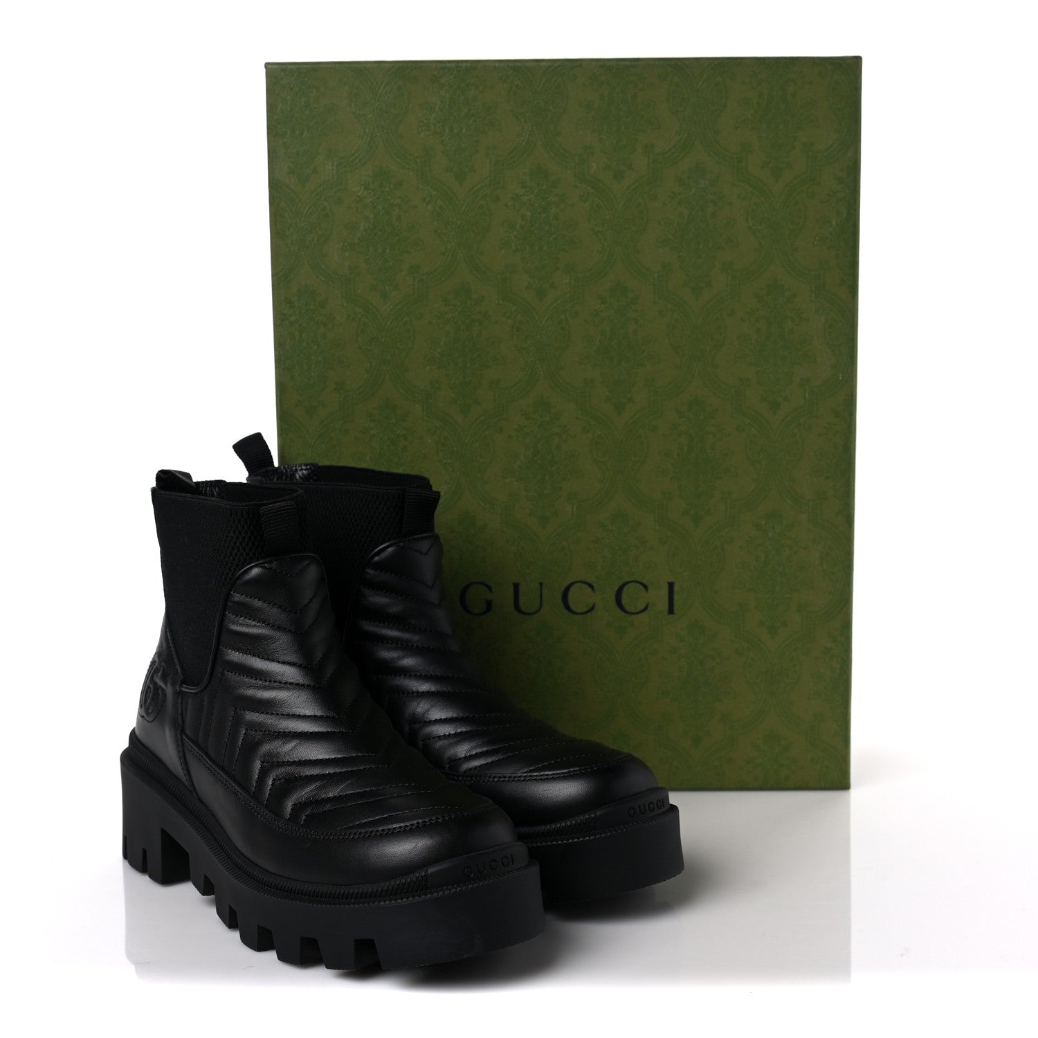 Gucci Calfskin Nappa Matelasse Frances Chelsea Boots 36 Black 8 of 8
