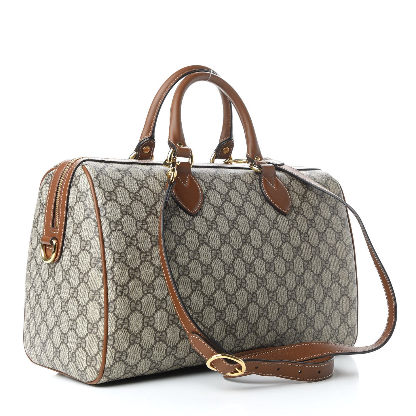 GG Supreme Monogram Floral Embroidered Small Boston Brown