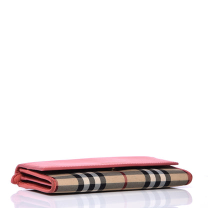 Burberry Calfskin Horseferry Check Porter Continental Wallet Coral Pink 4 of 7