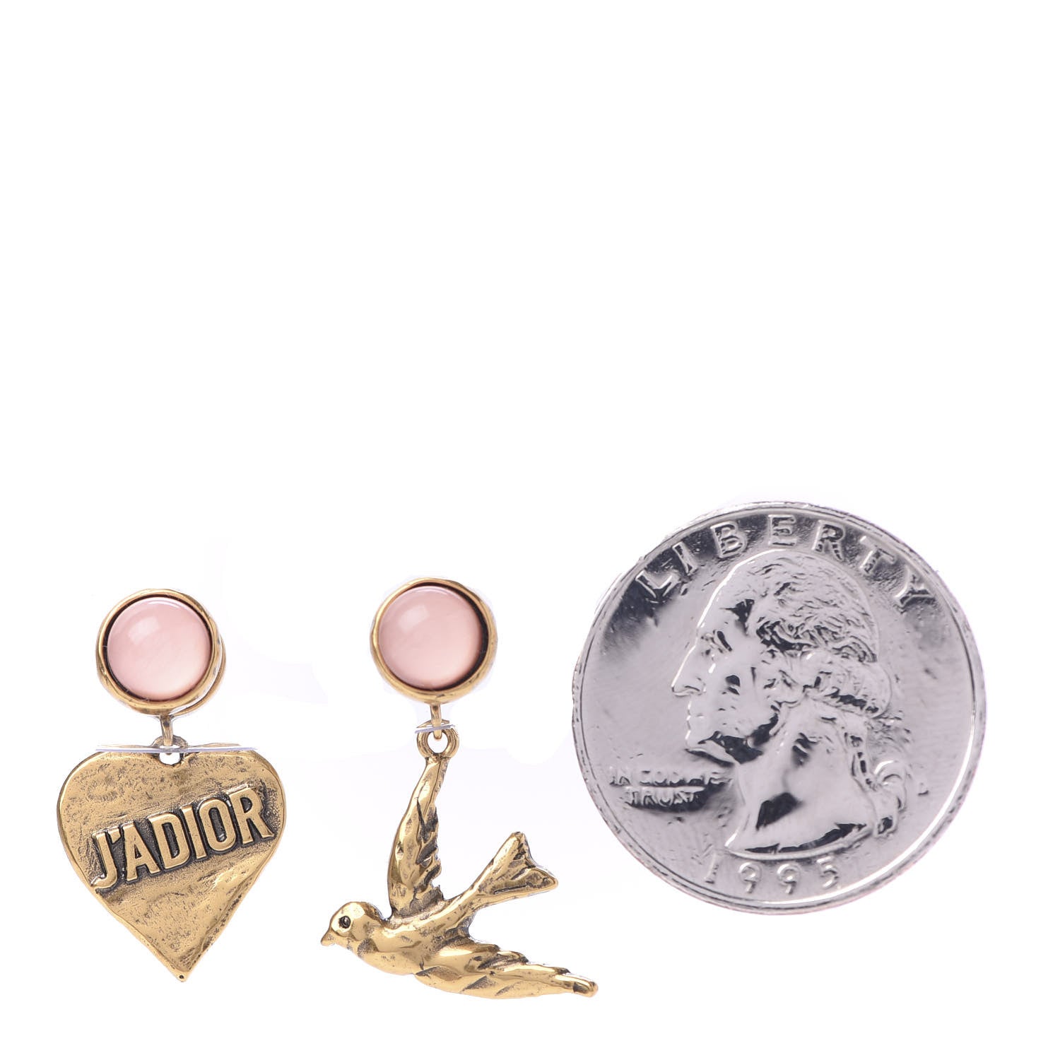 Christian Dior Metal Resin Le Printemps de Dior Earrings Aged Gold Pink 2 of 4