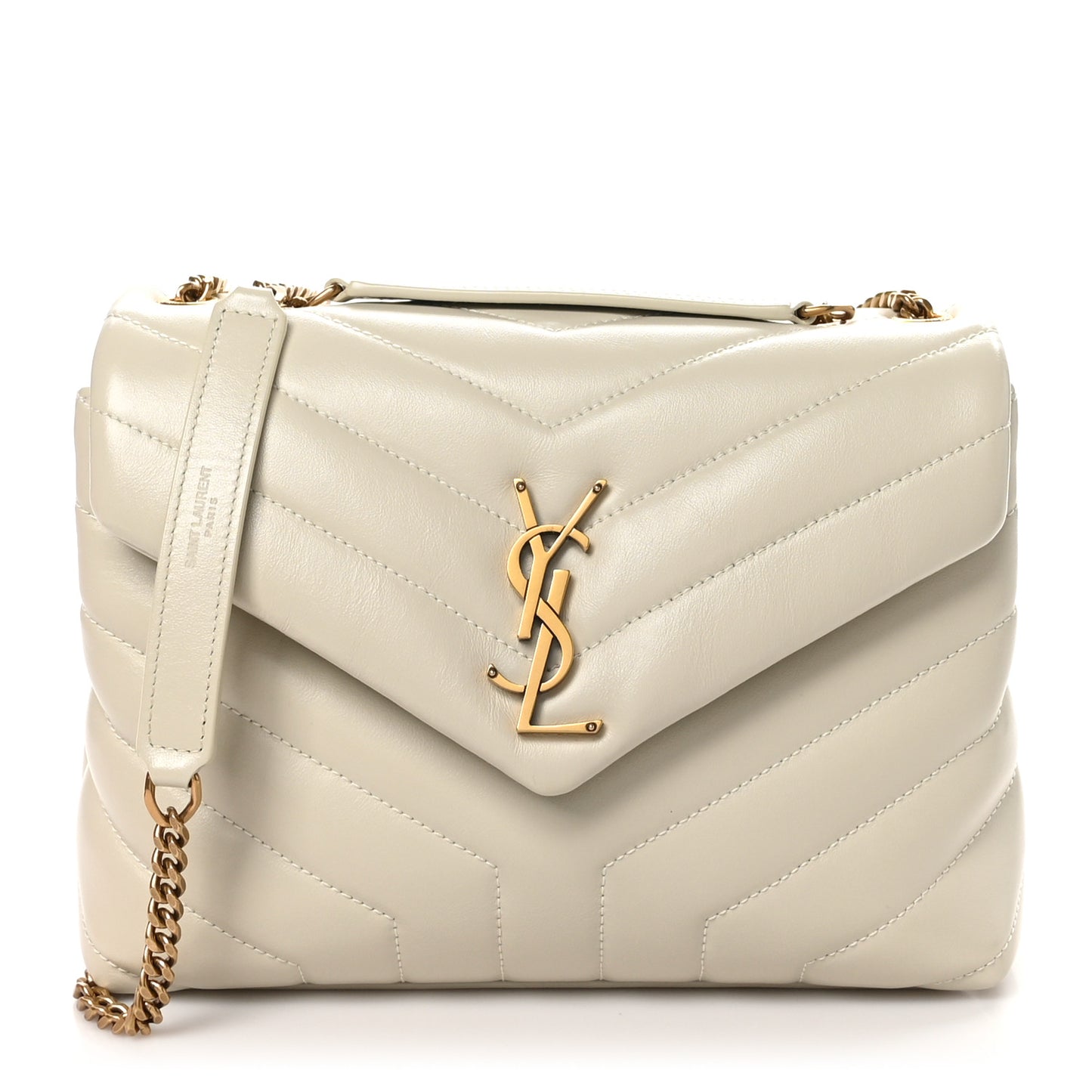 Calfskin Y Quilted Monogram Small Loulou Chain Satchel Crema Soft