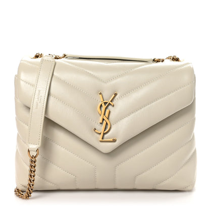 Saint Laurent Calfskin Y Quilted Monogram Small Loulou Chain Satchel Crema Soft 1 of 10