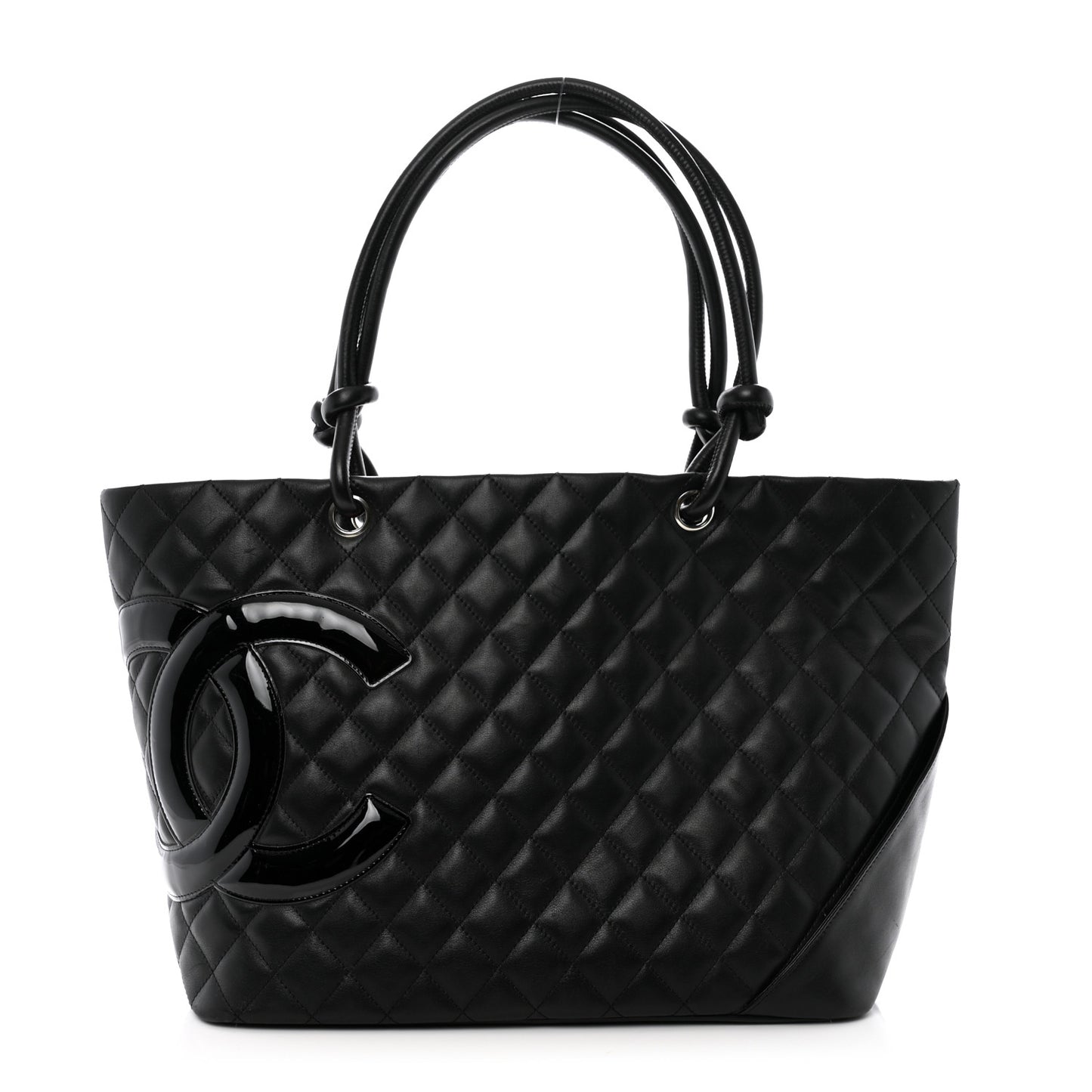 Calfskin Quilted Large Cambon Tote Black