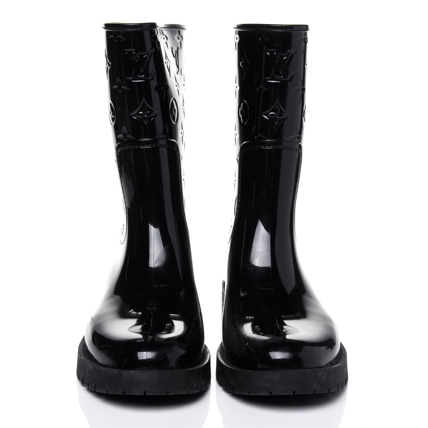 Rubber Embossed Monogram Drops Flat Half Boots 39 Black