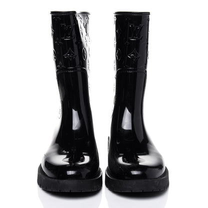 Louis Vuitton Rubber Embossed Monogram Drops Flat Half Boots 39 Black 2 of 13