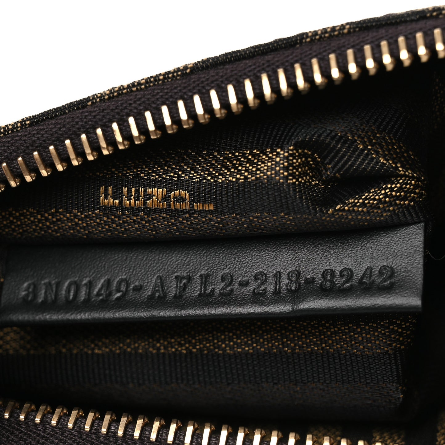 X SARAH COLEMAN Fabric Jacquard Vitello King FF Vertigo Medium Flat Pouch Tobacco Moro Black