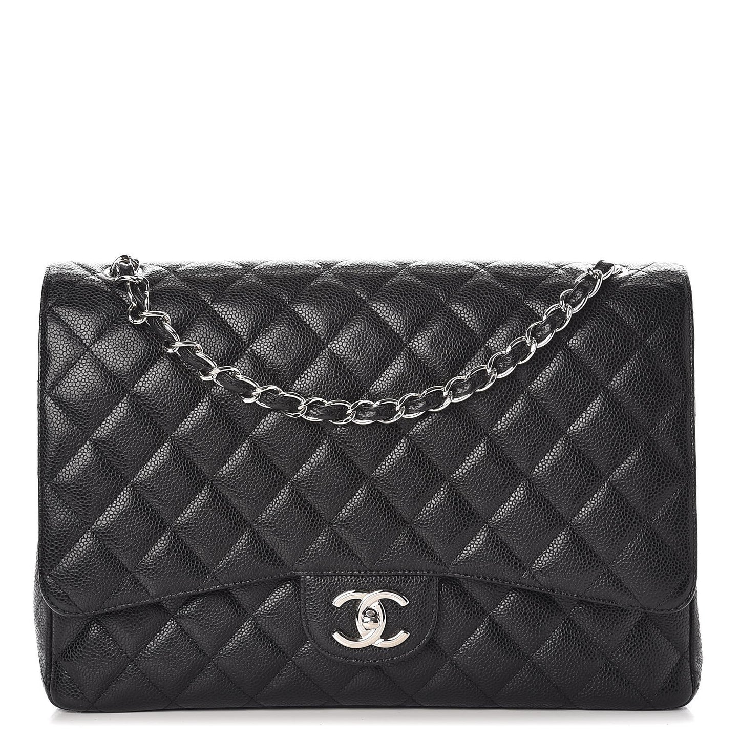 Caviar Quilted Maxi Double Flap Black