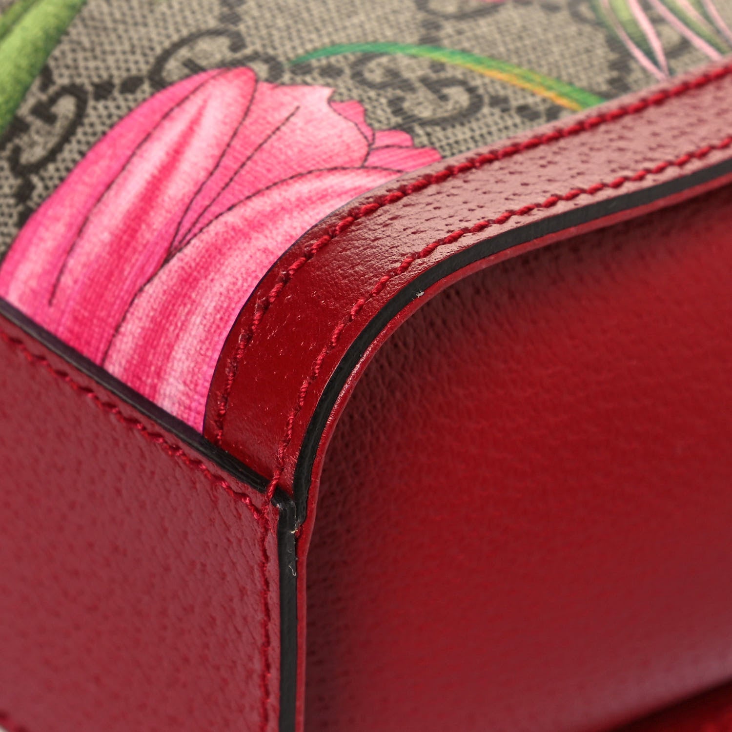 Gucci GG Supreme Monogram Flora Web Small Ophidia Tote Bag Red 10 of 12