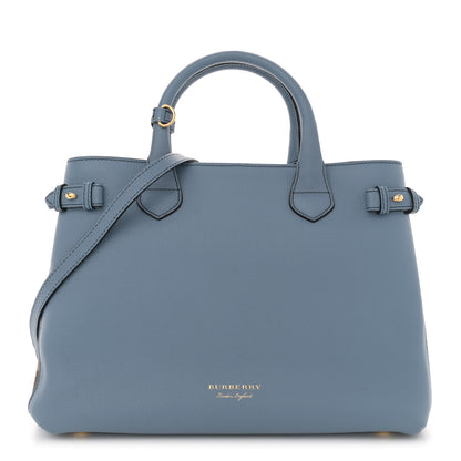 Burberry Derby Calfskin House Check Medium Banner Tote Slate Blue 1 of 13
