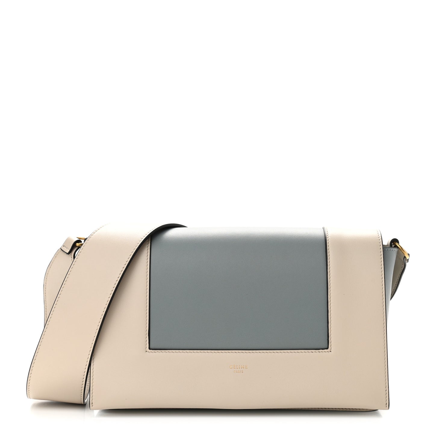 Shiny Smooth Calfskin Medium Frame Shoulder Bag Grege Storm