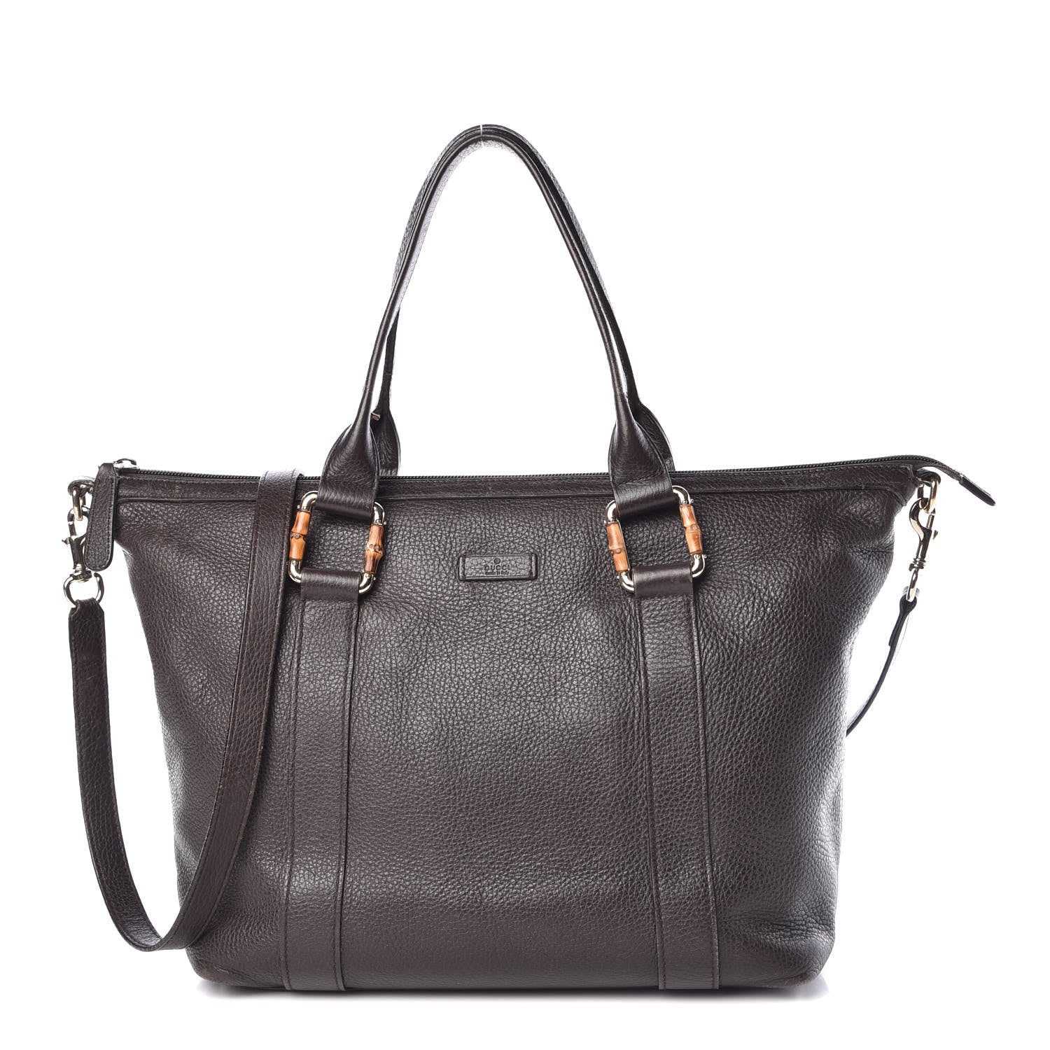 Gucci Calfskin Bamboo Top Handle Tote Dark Brown 1 of 15