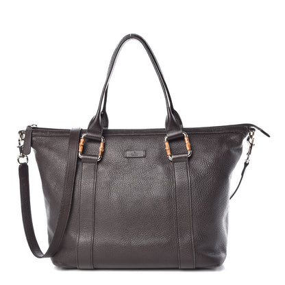 Gucci Calfskin Bamboo Top Handle Tote Dark Brown 1 of 15