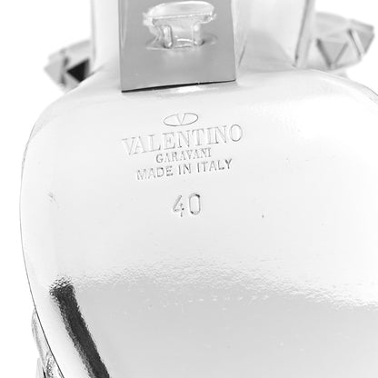 Valentino Garavani Metallic Lambskin Plexiglass Rockstud 90mm Wedge Sandals 40 Silver Transparent 6 of 7