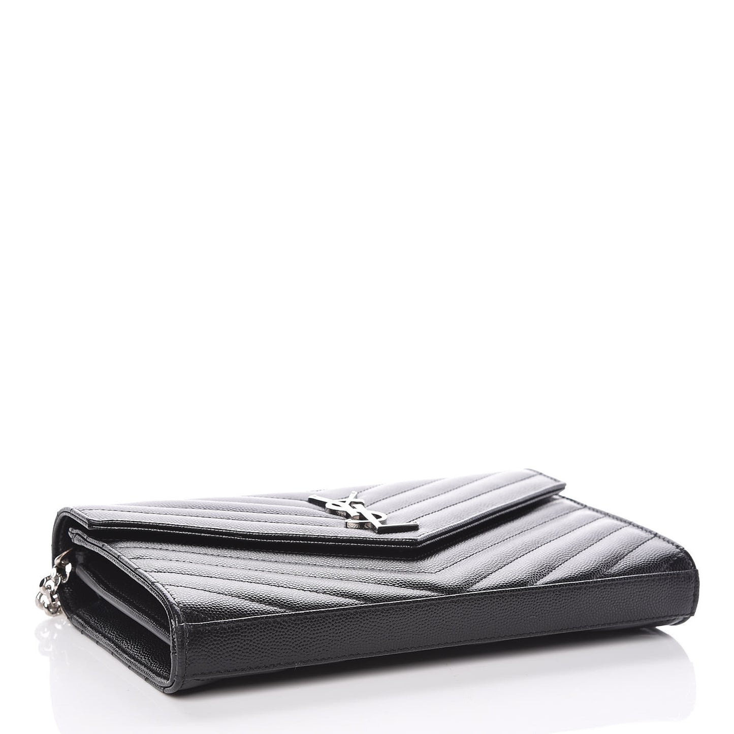 Grain De Poudre Matelasse Chevron Monogram Chain Wallet Black