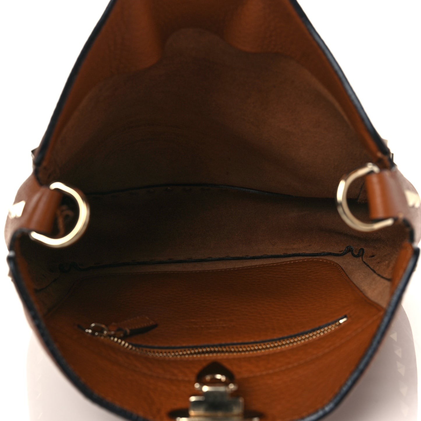 Pebbled Calfskin Small Rockstud Flip-Lock Messenger Bag Light Cuir