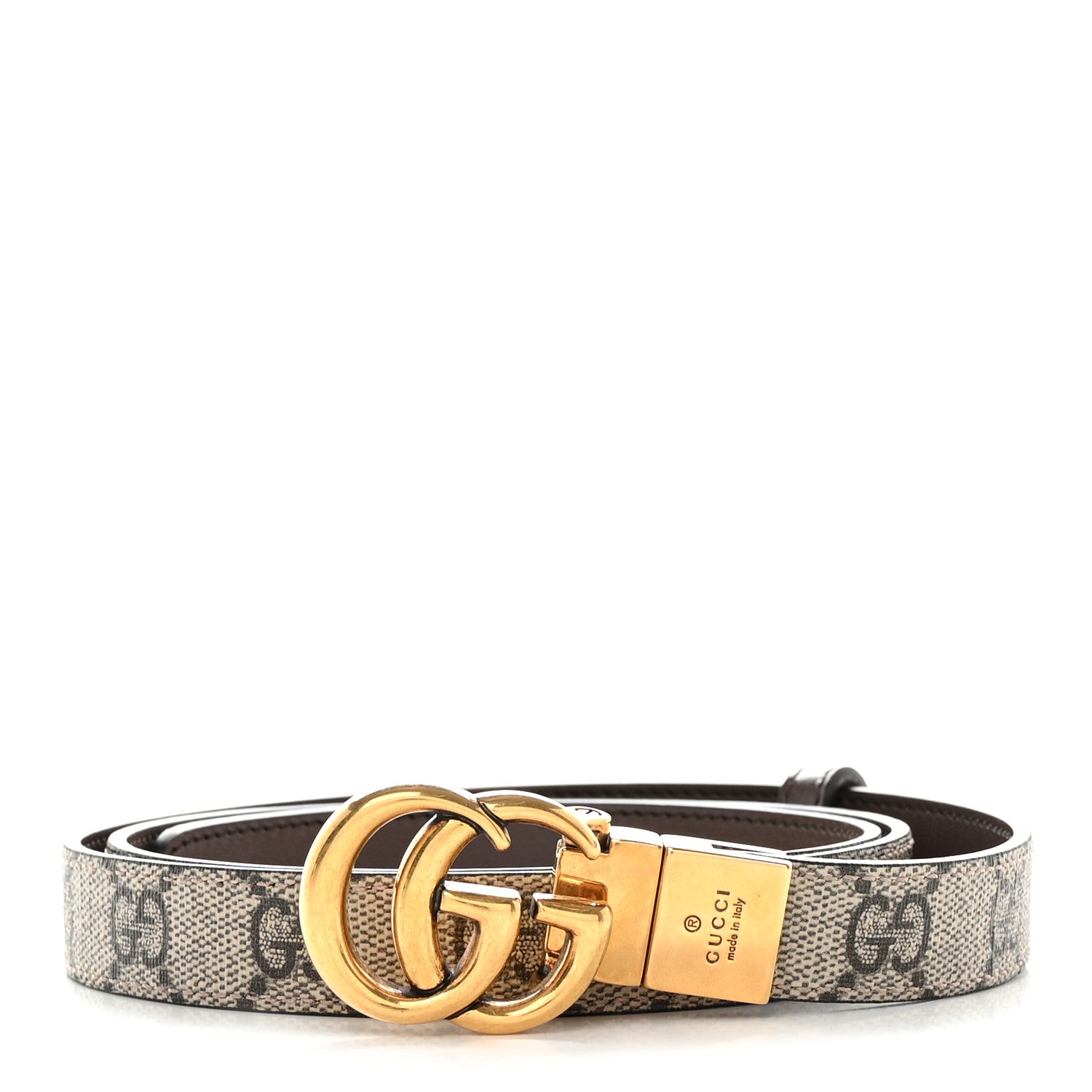 Gucci Calfskin GG Supreme Monogram Double G Reversible 20mm Belt 95 38 Beige New Acero 1 of 6