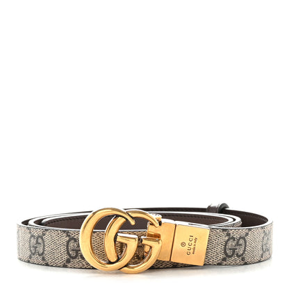 Gucci Calfskin GG Supreme Monogram Double G Reversible 20mm Belt 95 38 Beige New Acero 1 of 6