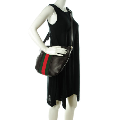 Gucci Pebbled Calfskin Vintage Web Medium Half Moon Hobo Dark Brown 2 of 7