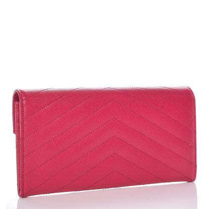 Saint Laurent Grain De Poudre Matelasse Chevron Monogram Flap Wallet Bubblegum 3 of 12