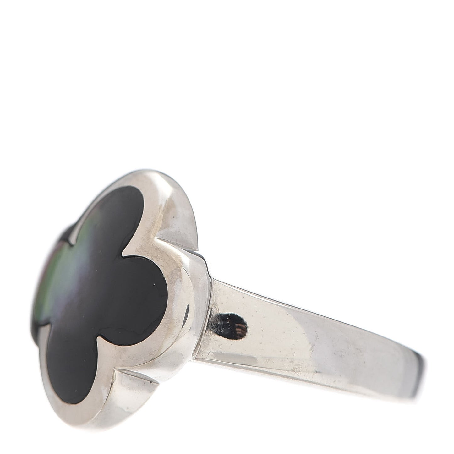 18K White Gold Grey Mother of Pearl Pure Alhambra Ring 52 6